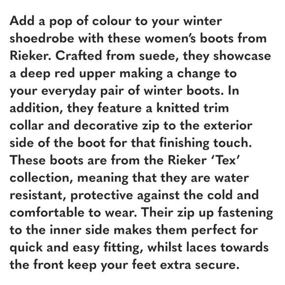 Rieker Red Suede Knit Accent 70840 Boots Size 37 - Picture 14 of 14
